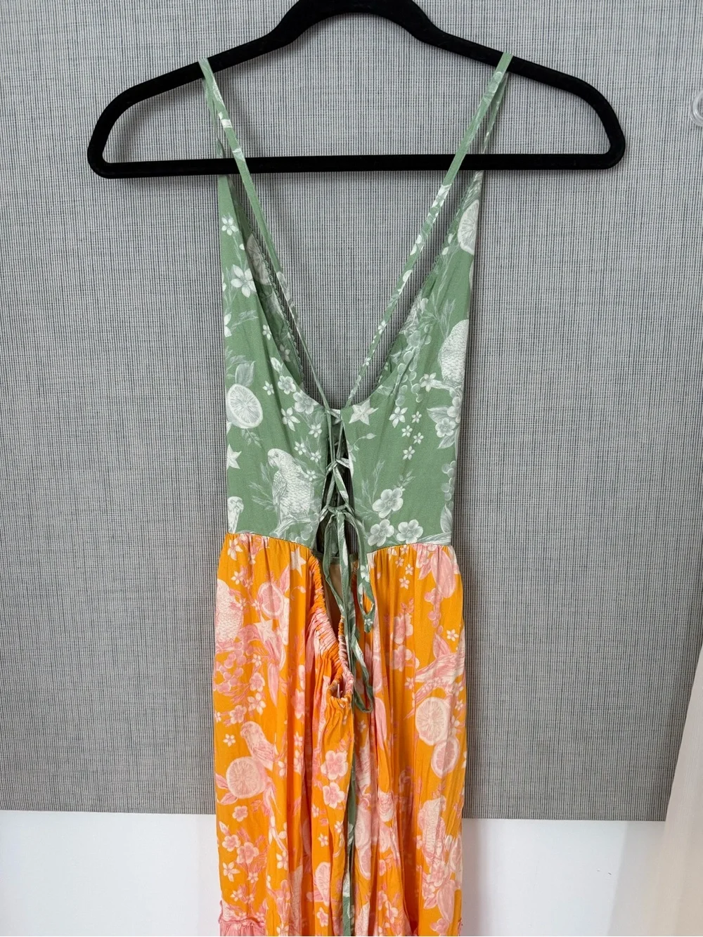 Agua Bendita Fairy Mita Maxi Dress | Patchwork Bird & Citrus Print | Size M - Picture 7 of 16